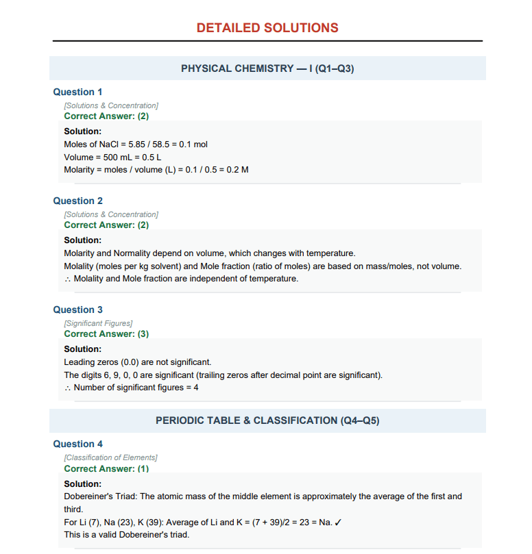 KCET 2026 Chemistry Mock Test with Detailed Solutions - Best for Last Minute Practice