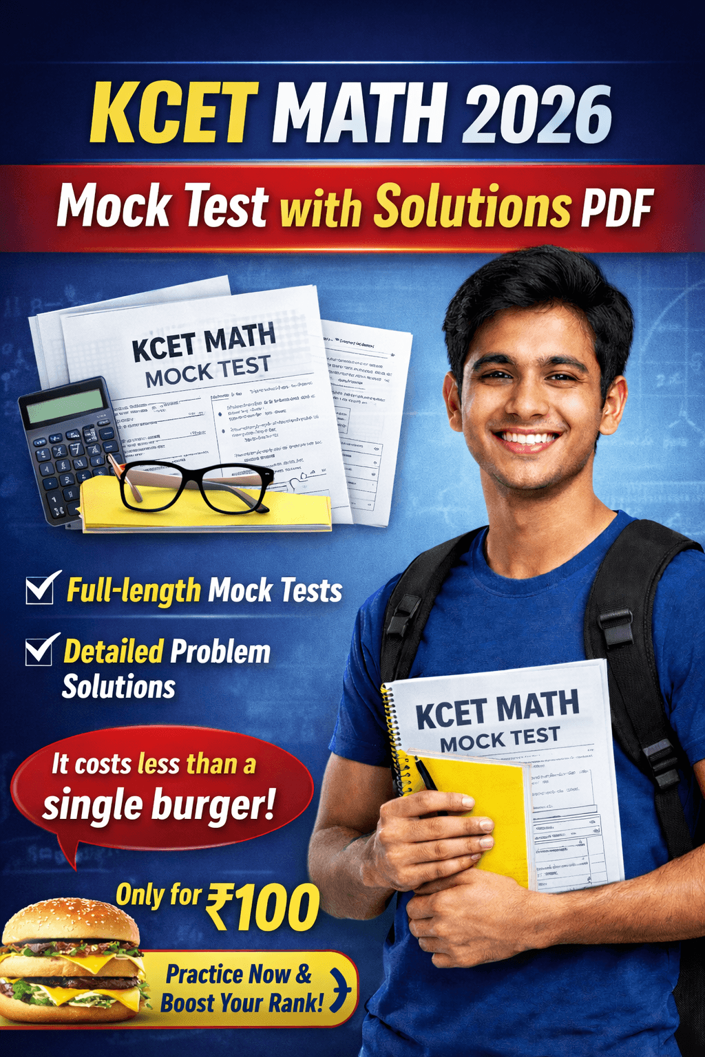 KCET 2026 Math Mock Test with Solutions - Best for Last Minute Practice